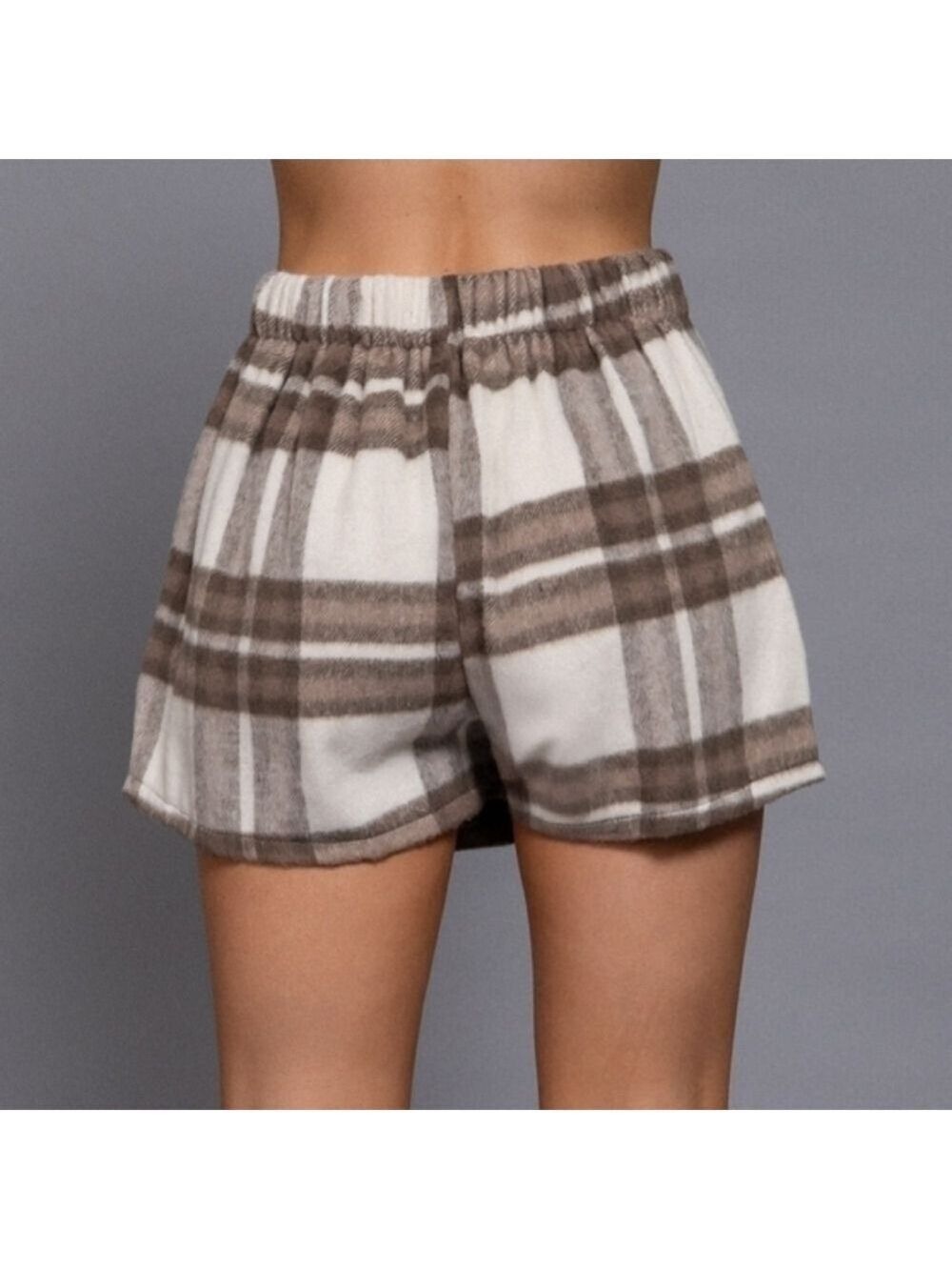 NWT Active Basic Plaid Front Wrap Wool Short - Picture 3 of 5
